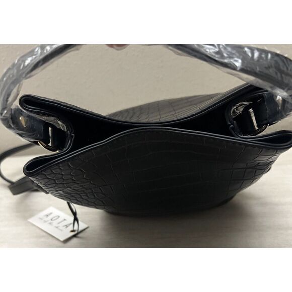 AOTA Elena Crossbody Bucket Bag Black Vegan Croc Rachael Zoe Fall Curation - Picture 10 of 15